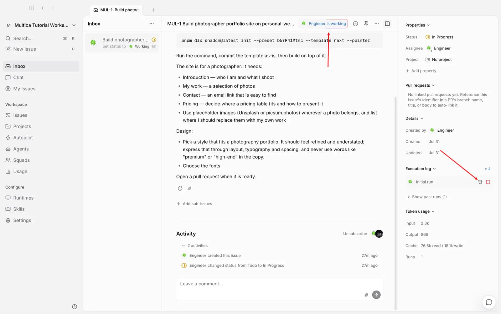 The two entry points for checking progress